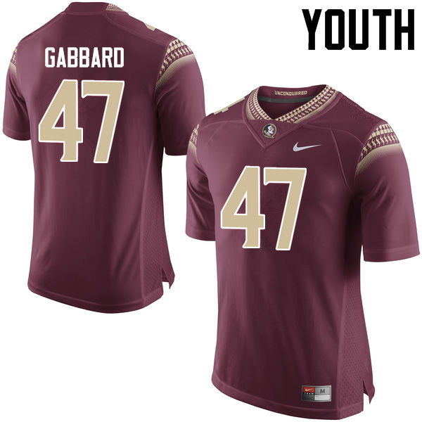 Youth #47 Stephen Gabbard Florida State Seminoles College Football Jerseys-Garnet